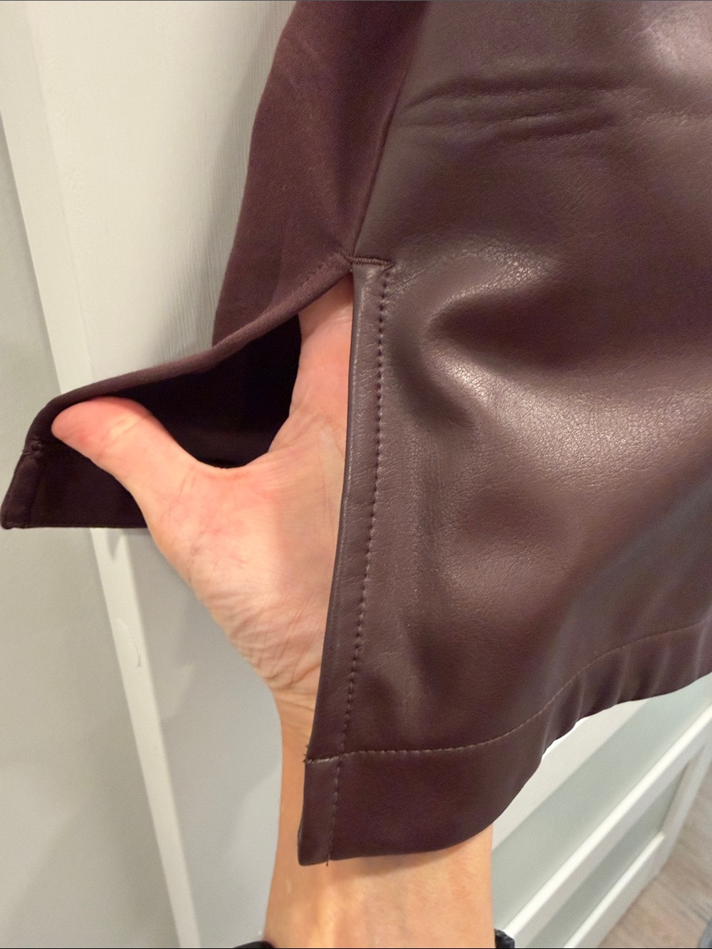 Chico's Faux Leather Tunic in Mauve Plum - Picture 3 of 11